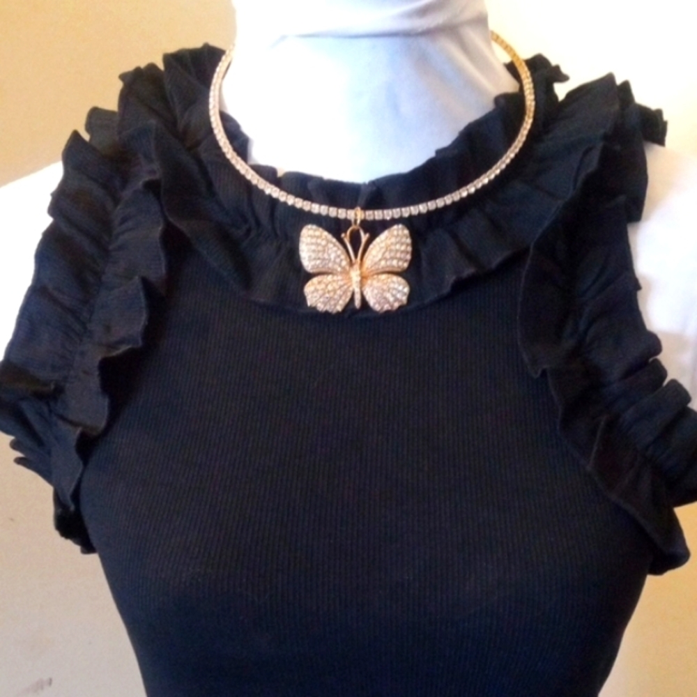 Elegant Black Ruffled Bodysuit